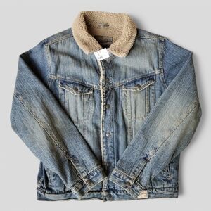 NWT Campus Crew Deadstock Y2K Western Ranch Country Sherpa Trucker Jean Jacket